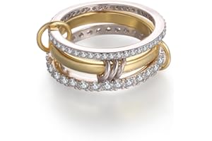 RAIFIN Stackable Rings for Women Gold Non Tarnish, 18k Gold Plated 3 Rings Set with CZ Cubic Zirconia Band, Silver and Gold Rings Set for Women Dainty Bands