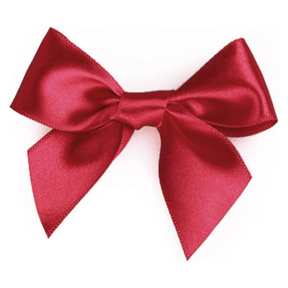 Duories Pack of 50 Small Satin Christmas Bows Gift Ribbon Handmade Satin Ribbon Bowknot for Gift Packaging, Handmade DIY, Wedding (Red)