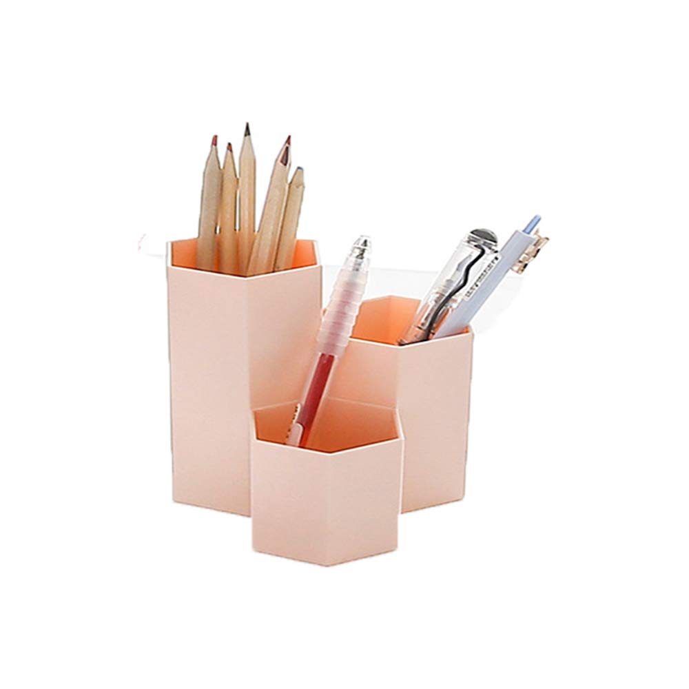 tooloflife Creative Multifunction Hexagon Makeup Brush Vase Brush Pot Pen Holder Stationery Storage Pen Container Desk Decoration