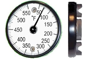 PIC Gauges B2MS-I Black Steel Case Surface Mount Thermometer, Magnetic Connection, 2" Dial, 0/250° F Temperature Range