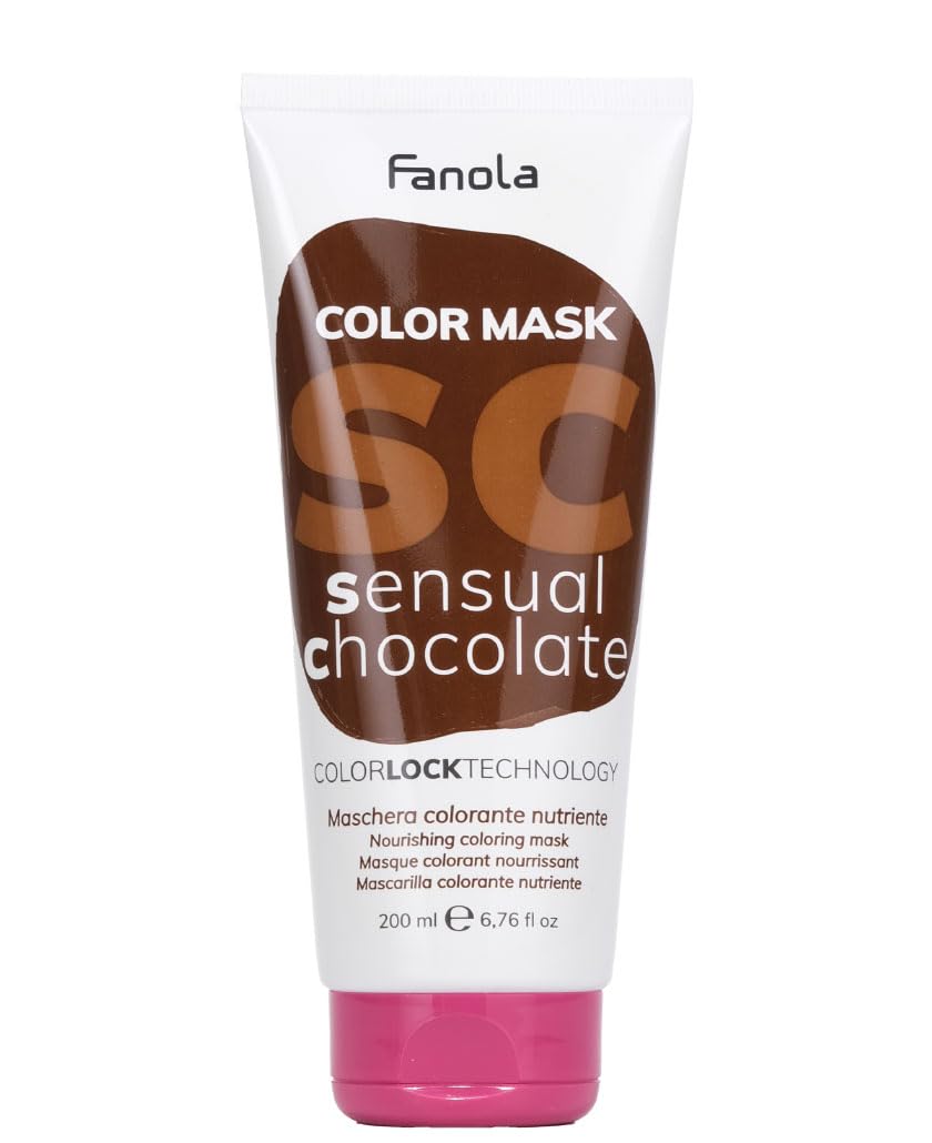 Fanola Nourishing Colour Mask, Nourishing and Conditioning Pigmented Hair Mask to Intensify Color and Temporarily Dye Hair, for Natural, Coloured and Bleached Hair, Sensual Chocolate Shade, 200ml