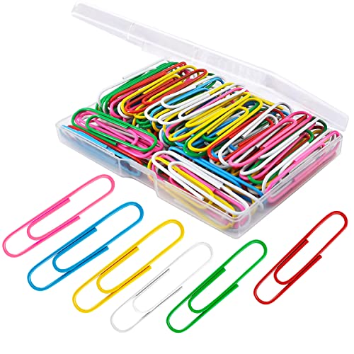 Paper Clips, 100Pcs 2 Inch Large Paper Clips, Assorted Colored Coated