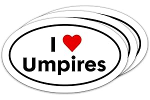 FANILA (3 Pcs) - I Love Umpires Sticker Funny Baseball Helmet Sticker | Softball Stickers for Catcher Helmet | Love Baseball Umpire Vinyl Car Bumper Decal Sticker | 3 x 4 inch