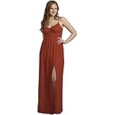 David's Bridal Chiffon Spaghetti Strap A-Line Dress with Slit