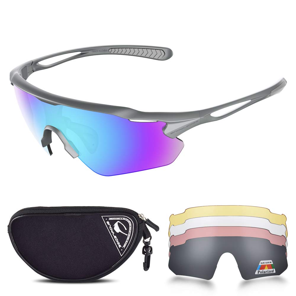 Snowledge Cycling Glasses with 5 Interchangeable Lens UV 400 Protection Polarised Sports Sunglasses for Men Women Running Climbing Fishing Driving Golfing — image 1