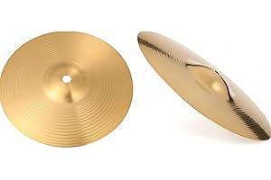 SUPVOX 2pcs 8 Inch Brass Crash Ride Hi-Hat Cymbals for Beginners and Professionals, Golden Drum Percussion Instrument