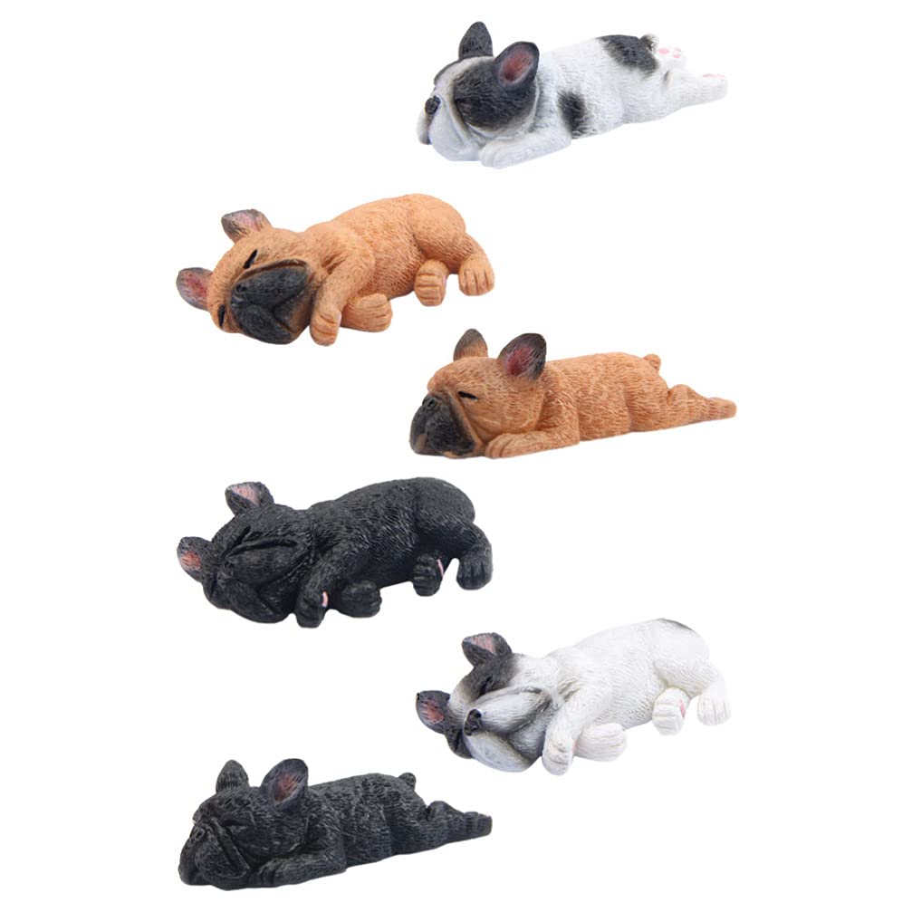 NUOBESTY 6pcs Mini Dog Figurines Toy Set Dog Figurine Dog Puppy Figures Playset Miniature Dog Resin Animals Dog Statue Sculpture for Science Educational Prop