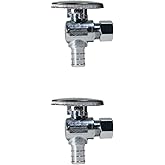 XFITTING 2 Pieces 3/8" Od Compression x 1/2" Pex Angle Stop Valve- Brass With Metal handle 24-3-2