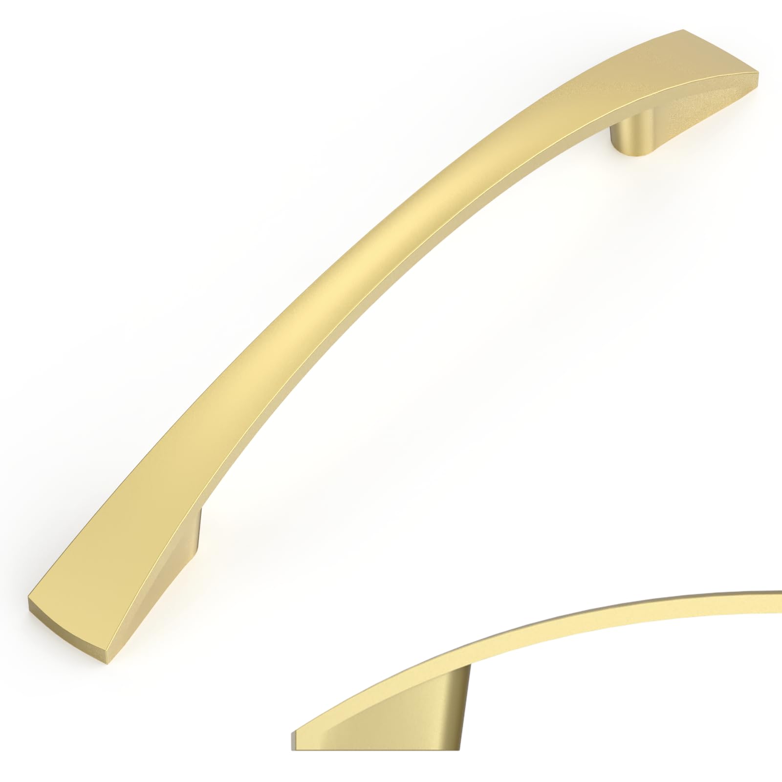 Amerdeco 10 Pack Brushed Gold Cabinet Pulls 3.75Inch(96mm) Hole Centers Kitchen Cabinet Handles Solid Zinc Alloy Cabinet Hardware Drawer Pulls AM010