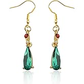 CENWA Anime Cosplay Earrings Anime Jewelry Green Colored Crystal Teardrop Earrings Gift for Fans