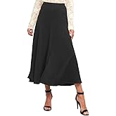 CHARTOU Women's Long Suede Skirt Elegant Ruffle High Waisted Side Zipper Fall Winter Faux Leather Skirts