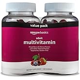 Amazon Basics Adult Multivitamin Gummies, Mixed Berry &amp; Cherry Flavors, 150 Count, 75-Day Supply, Pack of 2 (Previously Solimo)