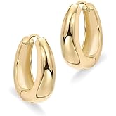 2wist Designs 14K Yellow Gold Plated 925 Sterling Silver Post Small Chunky Hoops Earrings | Thick Lightweight Gold Hoop Earrings for Women