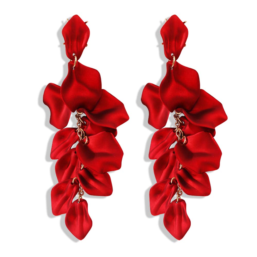 Photo 1 of *MINOR DAMAGE - USED*
Just Follow Long Acrylic Rose Petal Earrings Dangle Exaggerated Flower Drop Statement Floral Tassel Earring for Women (Long Acrylic Rose Petal Earrings-Red)