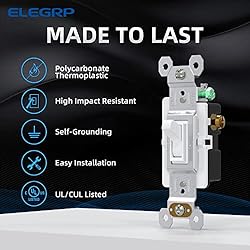 ELEGRP 3 Way Toggle Light Switch, 15 Amp, 120