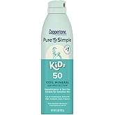 Coppertone Pure and Simple Kids Sunscreen Spray SPF 50, Zinc Oxide Mineral Sunscreen for Sensitive Skin, Hypoallergenic and Tear Free, 5 Oz Can