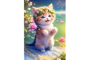 GemZono Diamond Painting Kits for Adults, 5D Diamond Art Kits for Adults Beginner Cat Gem Art Full Drill Diamond Dots with Diamonds for Adults Home Wall Decor Gift(12x16inch)