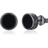 Black Onyx Earrings 925 Sterling Silver Celtic Viking Earrings Zircon Stud Earrings Hypoallergenic Punk Gothic Jewelry Gifts for Women Men