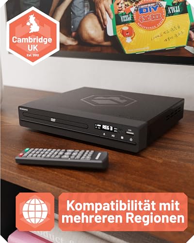 Oakcastle DVD100 Region Free DVD Player for TV Mini DVD Player HDMI with 1080p Upscaling CD Player with USB & MP3 HDMI Cable, RCA Cable & Remote Control Included