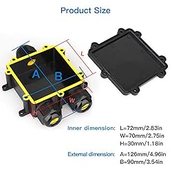 2 Pcs Waterproof Junction Box 3 Way, IP68 External