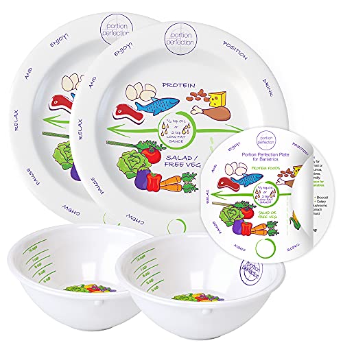 Bariatric Surgery Bowls + 8 inch Plates Melamine Twin Set Protects Stomach Pouch Size for
