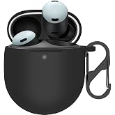 LDSXAY for Google Pixel Buds Pro 2 &amp; Pixel Buds Pro Case Cover | Soft Silicone Skin Shockproof Protective Case for Google Pixel Buds Pro 2022/2024 with Carabiner, Black