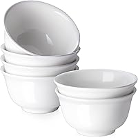 DOWAN White Cereal Bowls for Oatmeal, 20 Ounces Deep Soup Bowls Set of 6, Classic Round Style Ceramic Bowl Set for Pho Noodle