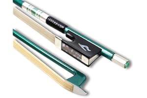 YoungMonic Violin Bow 4/4 Full Size 3 Color Carbon Fiber Violin Bow Ebony Bow Head Flower Tail Library Mother-Of-Pearl Inlay Lightweight Violin Bow Unbleached Premium Mongolian White Horsehair (green)