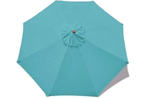MASTERCANOPY Patio Umbrella 10 ft Replacement Canopy for 8 Ribs-Turquoise