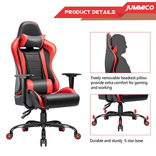 JUMMICO Gaming Chair HighBack PU Leather Racing Chair Ergonomic Computer Desk Executive Home