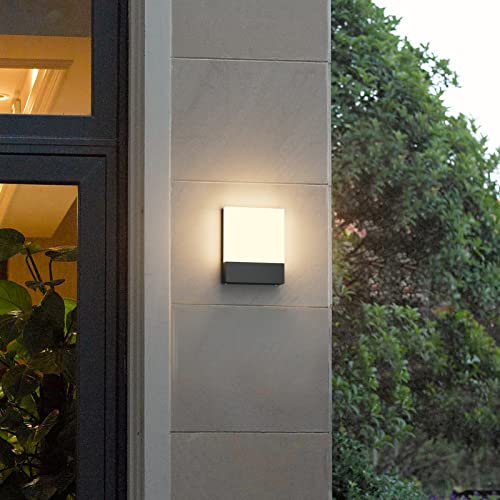Klighten 2 Pieces 24W LED Wall Lamp Outdoor/Indoor, IP65 Anthracite Wall Light, Modern Aluminium Wall Light for Gardens, Hallways, Terraces, 1500 Lumen, Warm White 2700K-3000K