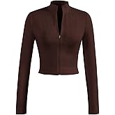 SOLY HUX Women's Full Zip Workout Running Crop Tops Athletic Jacket Long Sleeve Yoga Cropped Tee Shirts