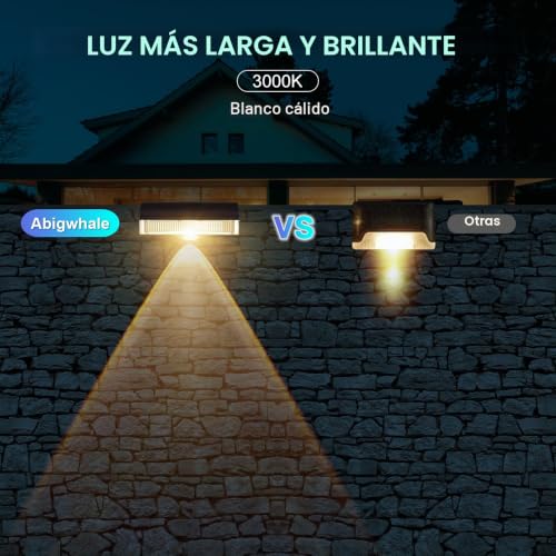 A.bigwhale Outdoor Solar Lamps, 12 Pieces LED Solar Lights for Outdoor Fence, Waterproof Outdoor Solar Sconce for Stairs, Steps, Fences, Railings, Patio, Terrace