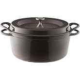 Vermicula BRN26R Enameled Cast Iron Pot, 10.2 inches (26 cm), Pearl Brown, Anhydrous Cooking, Exclusive Recipe Book Included,