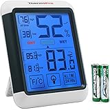 ThermoPro TP55 Digital Hygrometer Indoor Thermometer Humidity Gauge with Jumbo Touchscreen and Backlight Temperature Humidity Monitor