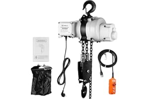 ANBULL 2200lbs FEC Chain Electric Lift Hoist Single Phase Overhead Crane Hoist, DT Grade Carburized Double Chain Hoist with Two 360° Rotatable Hook for Garage Ceiling.(1Ton, 110V,10ft Lift Height)