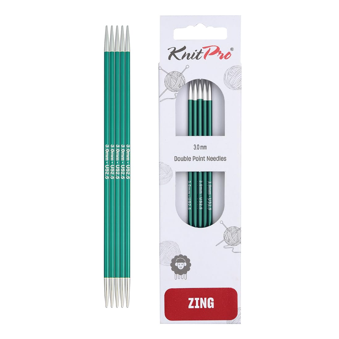 KnitPro Zing Double Pointed Needles 6" (15cm) | 3.00mm