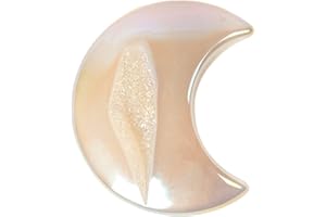 JUSTINSTONES 50mm Angel Aura Druzy Drusy Agate Gemstone Carved Moon Reiki Healing Stone 2 inches