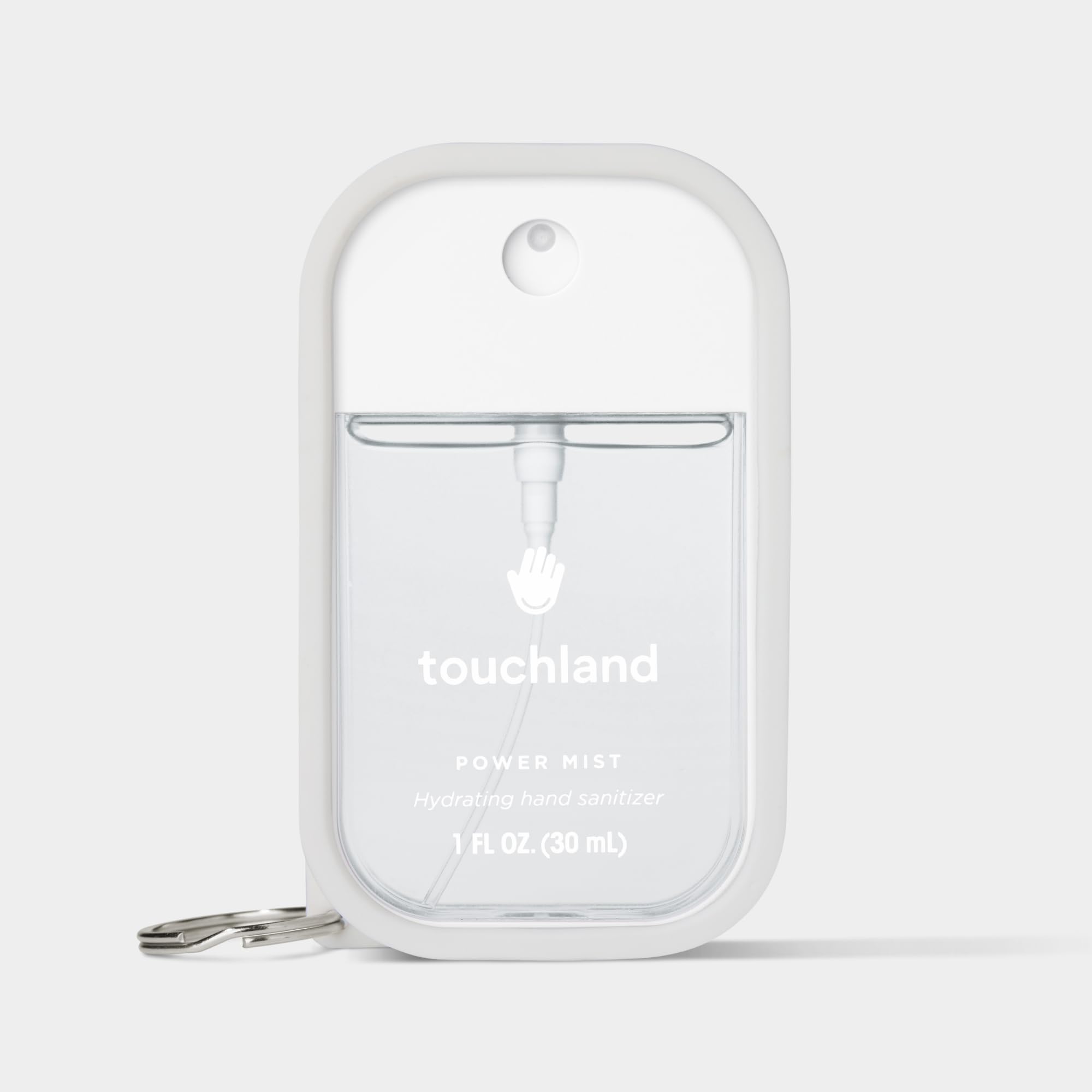 Touchland Hand Sanitizer Mist Case 1FL. OZ., Protective and Stylish Hand Sanitizer Spray Accessory, Silicone Case with Keyring, Icy White