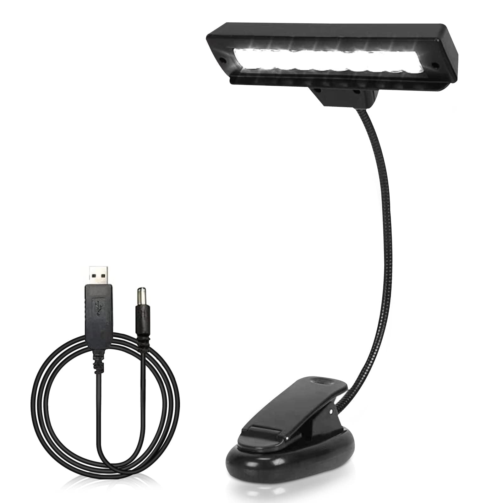 Agatige 27x14x8cm/10.63x5.51x3.15in Music Stand Light, Clip On Orchestra Piano Lamp 10 LEDs Musician Light USB Rechargeable Work Light Eye Care Lamp for Reading, Working and Studying (1PCS)