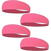 4 PCS Sweat-Guiding Double-Layer Sports Headbands, Stretchy Durable Sweatband Hairbands for Men Women Fitness Running Dance Yoga