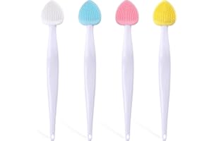 4pcs Lip Scrub Brush, Silicone Heart Lip Exfoliator Brushes Scrubber Tool, Double-Sided Lip Cleaning Exfoliating Remove Dead 