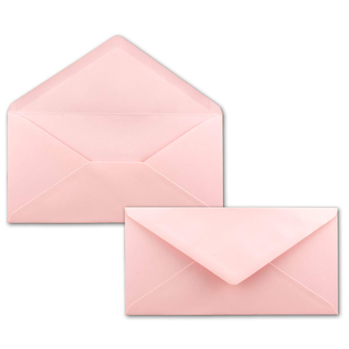 Gummed Envelopes | DL Format 110 x 220 mm | Completely Coloured Paper | Postal Envelopes Without Window | Ideal for Christmas, Greetings and Invitation Cards | FarbenFroh Series 50 Umschläge Pink
