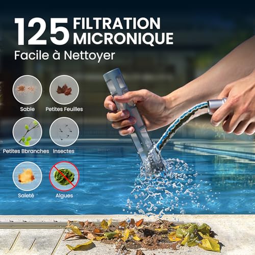 Aspirateur de Piscine sans Fil à Batterie avec Forte Puissance d'aspiration et Batterie Rechargeable pour Hot tubs, spas et Petites piscines