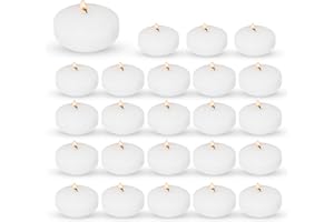 AXIOM HOME Floating Candles 2" White Dripless Wax Discs (24 Pack) - 4 Hour Burn time - Perfect for Wedding, Party, Holiday, Home Decor, Romantic Centerpieces, Valentine's Day & Pool Parties