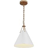 Aiwen Modern 1-Light Kitchen Island Pendant Light Fixture, 13.8 inch White Pendant Lights with Cone Shape, Farmhouse Vintage 