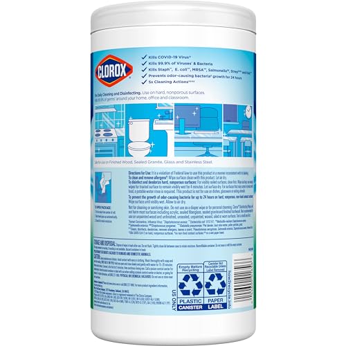 CLOROX DISINFECTING CLEANING WIPES, BLEACH FREE, FRESH SCENT, 75 COUNT, PACK OF 6 (PACK MAY VARY)