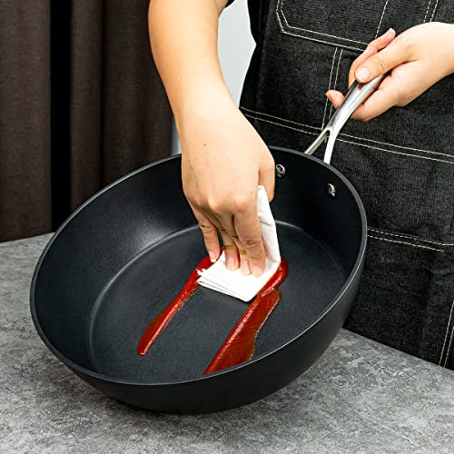 COOKER KING 10 Inch Non stick Deep Frying Pan with Lid, Cooking Pan