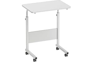 SogesHome 23.6 inches Adjustable Mobile Bed Table Portable Laptop Computer Stand Desks Cart Tray, White