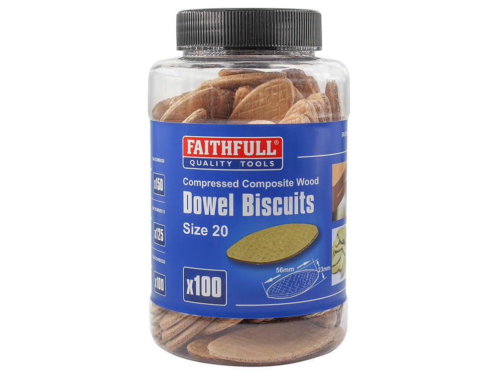 Faithfull Wood Joining Biscuits for Woodworking & Joinery- No.20 (Tub of 100)